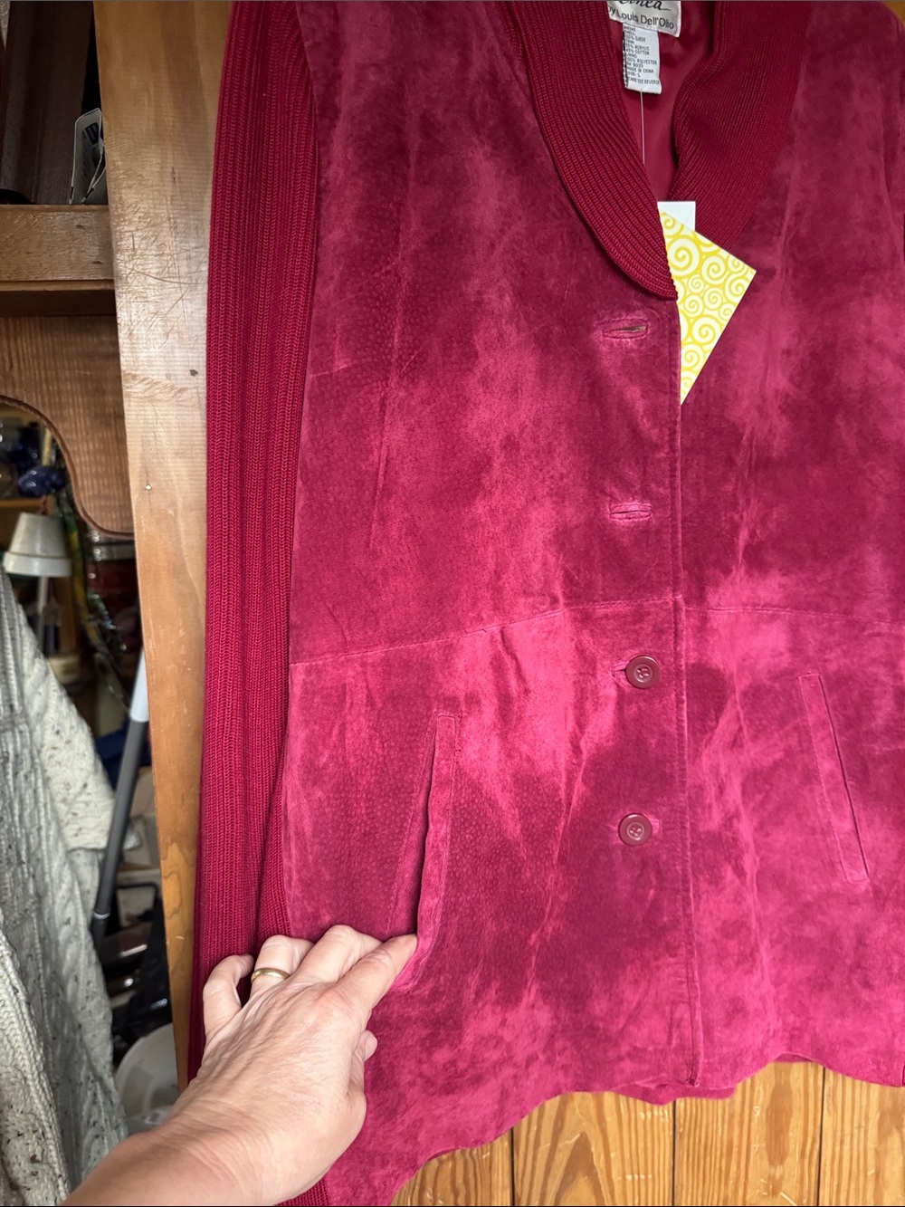 Linea by Louis Dell'Olio Cranberry Shawl-Collar Button Suede jacket - Picture 5 of 11